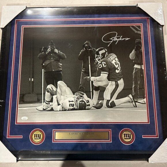 Autograph Other - Lawrence Taylor autograph signed New York Giants 16x20 photo framed JSA